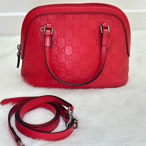 Gucci Red GG-Embossed Dome Crossbody Bag